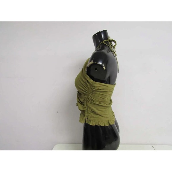 NWT Magali Pascal Fenix Halter criss cross strappy tie crop top tank Moss green - Picture 7 of 13